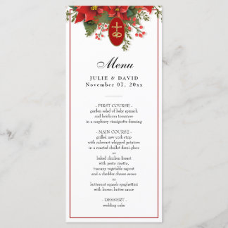 Elegant Christmas Red Pointsettia Wedding  Menu