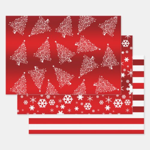 Elegant Christmas red  white pattern    Wrapping Paper Sheets