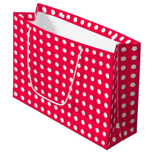 Elegant Christmas Red White Polka Dots Template Large Gift Bag