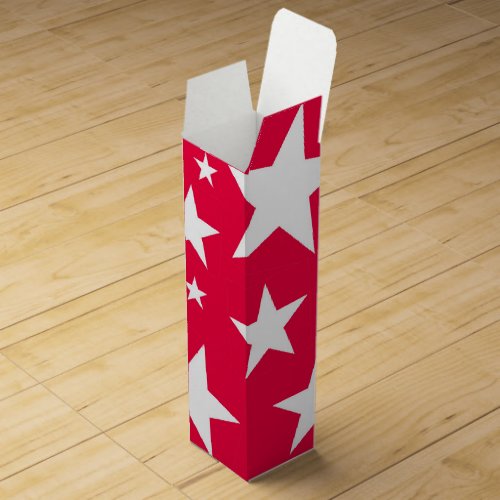 Elegant Christmas Red White Stars Template Wine Box