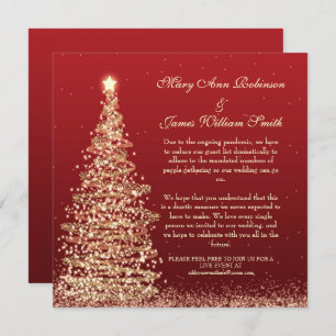 Elegant Christmas Reduced Wedding Red Invitation