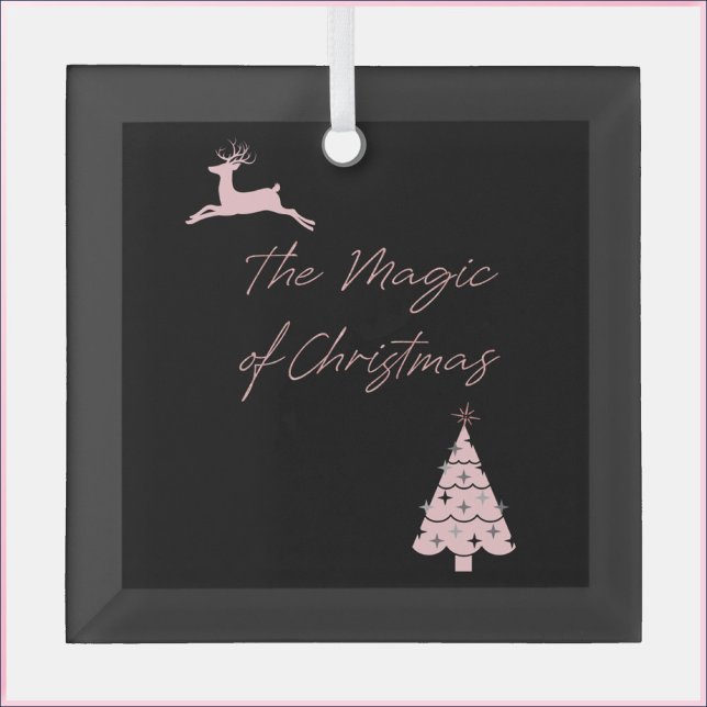 Elegant Christmas Reindeer and Tree Glass Ornament (Creator Uploaded)