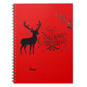 Elegant Christmas Reindeer Art with Holiday Wishes Notebook