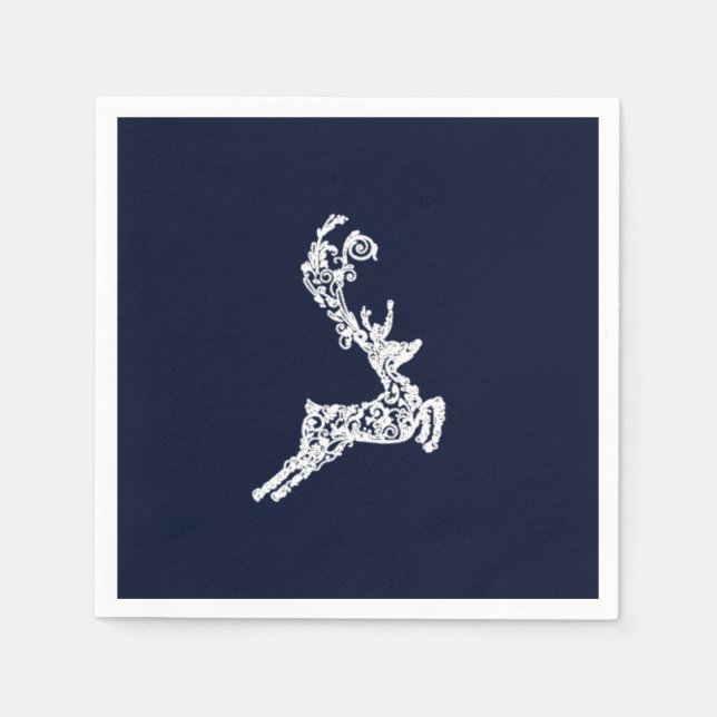 Elegant Christmas Reindeer Holiday Decor Paper Napkins (Front)