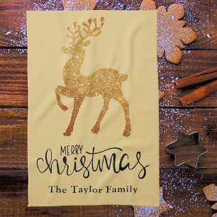 Elegant Christmas Reindeer Kitchen Towel