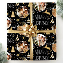 Elegant Christmas Reindeer Photo Collage Black