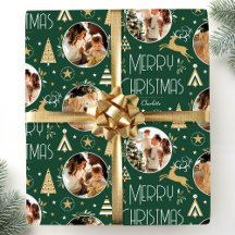 Elegant Christmas Reindeer Photo Dark Green