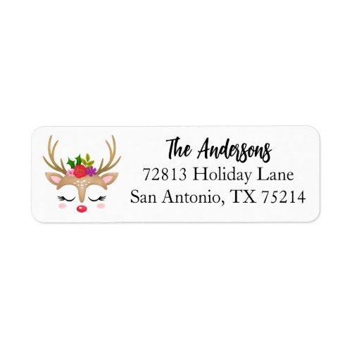 Elegant Christmas Reindeer Return Address Label