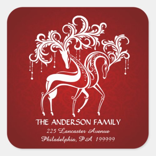 Elegant Christmas Reindeer Return Address Stickers