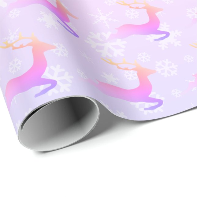 Elegant Christmas reindeer & snowflake pattern Wrapping Paper (Roll Corner)