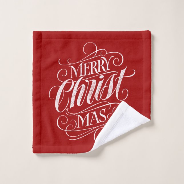 Elegant CHRISTmas Religious Calligraphy Chalk Red Wash Cloth (Wash Cloth)