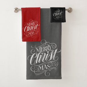 Elegant CHRISTmas Religious Calligraphy Chalkboard Bath Towel Set