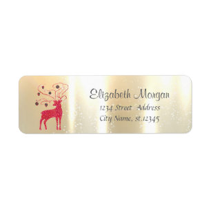 Elegant Christmas Retro Red Reindeer Label
