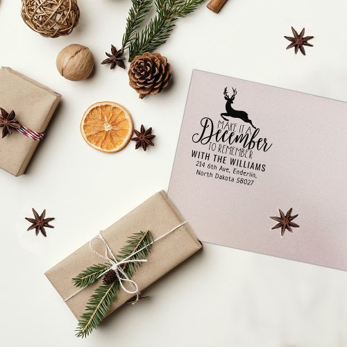 Elegant Christmas Return Address Deer  Rubber Stamp