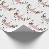 Elegant Christmas rose gold glitter unicorn deer Wrapping Paper (Corner)