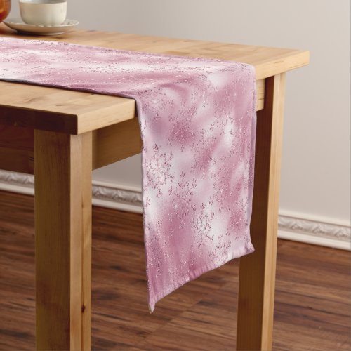 Elegant Christmas Rose Gold Snowflake Pattern Short Table Runner