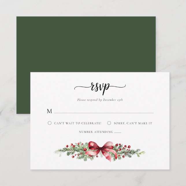 Elegant Christmas RSVP Card (Front/Back)