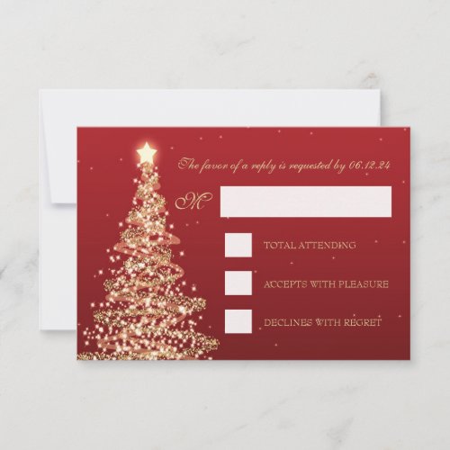 Elegant Christmas RSVP Gold Red