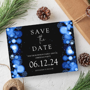 Elegant Christmas Save The Date Gold Winter Navy Announcement Postcard