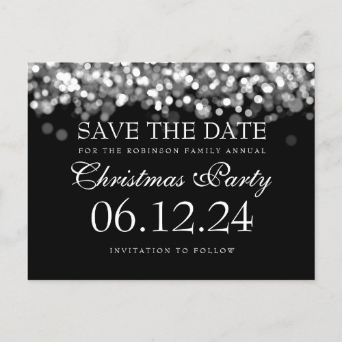 Elegant Christmas Save The Date Silver Lights Announcement Postcard
