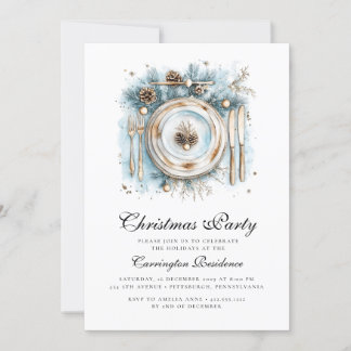 Elegant Christmas Script Dinner/Party Invitation
