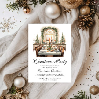 Elegant Christmas Script Dinner/Party Invitation