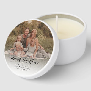 Elegant Christmas Script Family Photo Overlay Mini Candle Favors