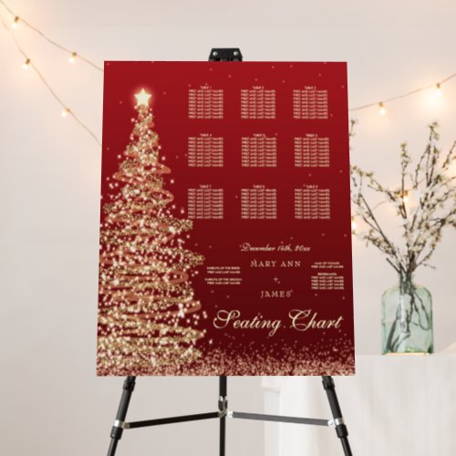 Elegant Christmas Seating Chart Wedding Red Foam Board