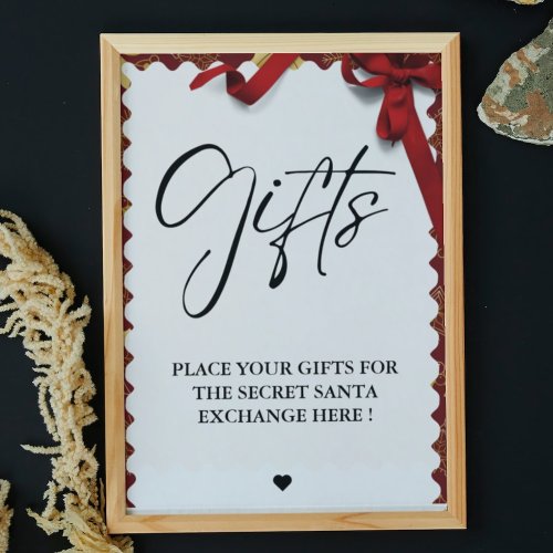 Elegant christmas Secret Santa Gifts Exchange Sign