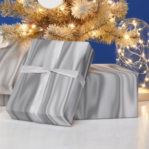 Elegant Christmas Silver Faux Satin Graphic Wrapping Paper
