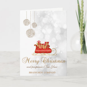 Elegant Christmas Sleigh,Bokeh Company Holiday Card