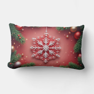 Elegant Christmas Snowflake Design Lumbar Pillow