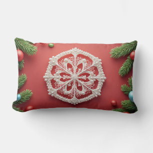 Elegant Christmas Snowflake Design Lumbar Pillow