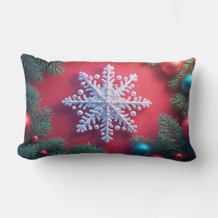 Elegant Christmas Snowflake Design Lumbar Pillow