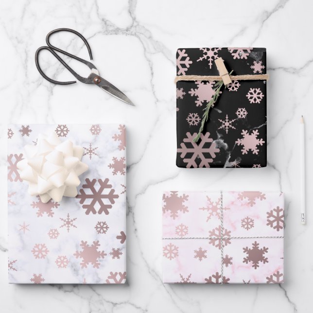 Elegant Christmas snowflake marble pattern   Wrapping Paper Sheets (Front)