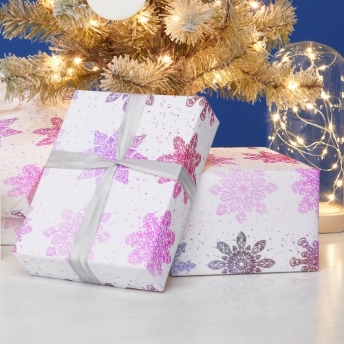 Elegant Christmas snowflake pattern holographic Wrapping Paper