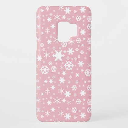 Elegant Christmas snowflake pattern pastel pink Case-Mate Samsung Galaxy S9 Case