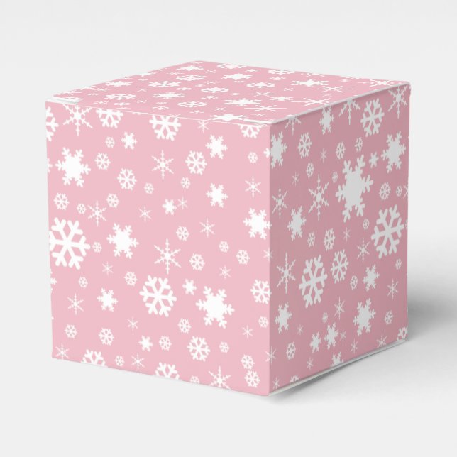 Elegant Christmas snowflake pattern pastel pink Favor Boxes (Front Side)
