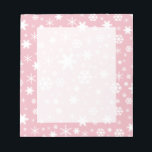Elegant Christmas snowflake pattern pastel pink Notepad<br><div class="desc">Modern and cute Christmas pattern featuring white snowflakes on a pastel pink background.</div>