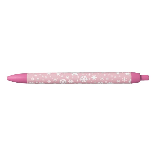 Elegant Christmas snowflake pattern pastel pink Pen (Front)