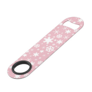 Elegant Christmas snowflake pattern pastel pink Speed Bottle Opener