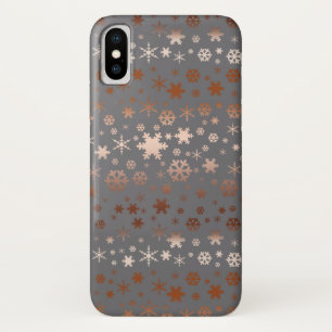 Elegant Christmas snowflake pattern rose gold iPhone X Case