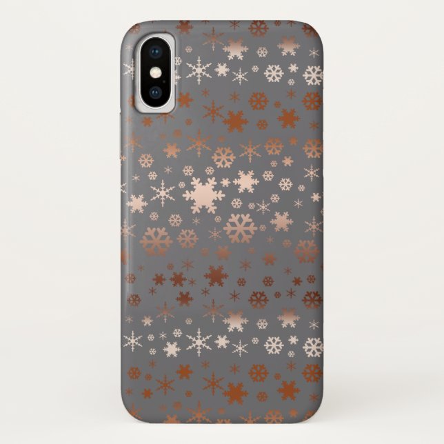 Elegant Christmas snowflake pattern rose gold Case-Mate iPhone Case (Back)