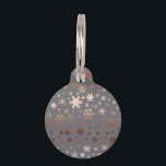 Elegant Christmas snowflake pattern rose gold Pet Name Tag<br><div class="desc">Modern Christmas design featuring faux rose gold snowflake pattern.</div>