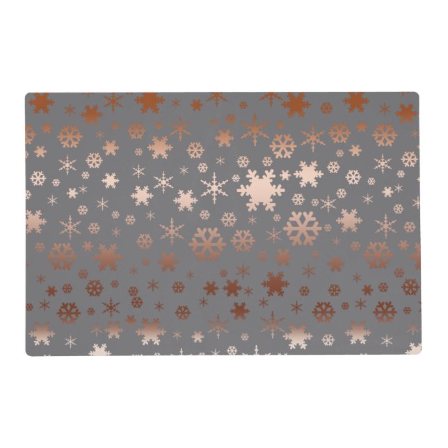 Elegant Christmas snowflake pattern rose gold Placemat (Front)