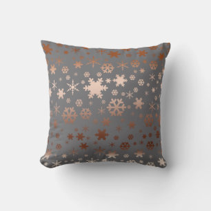 Elegant Christmas snowflake pattern rose gold Throw Pillow