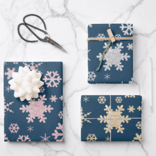 Elegant Christmas snowflake pattern Wrapping Paper Sheets