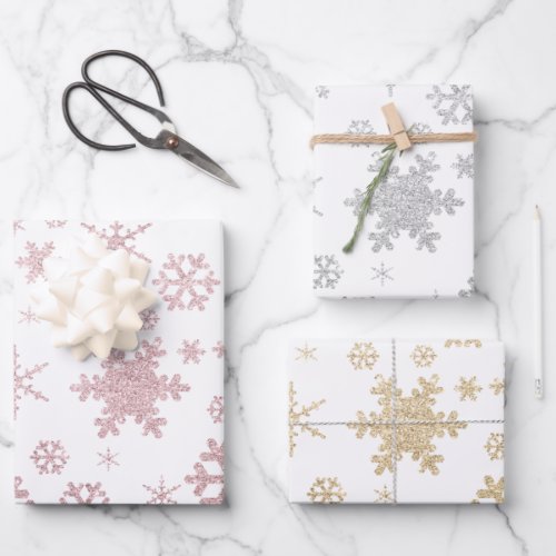 Elegant Christmas snowflake pattern   Wrapping Paper Sheets