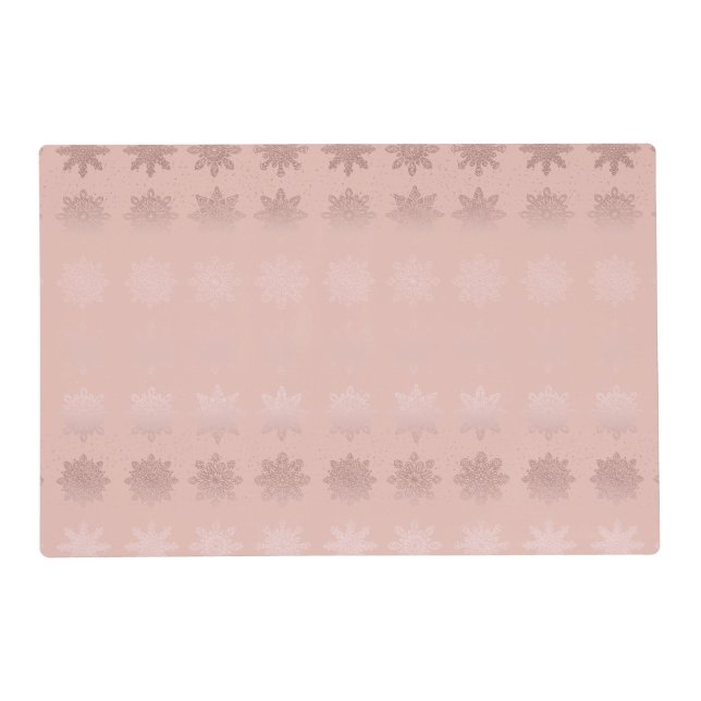 Elegant Christmas snowflake rose gold pattern Placemat (Front)