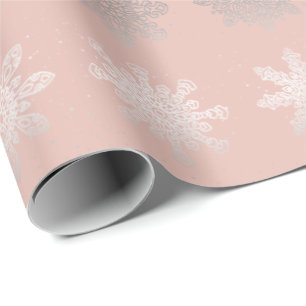 Elegant Christmas snowflake silver rose gold Wrapping Paper